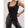 thumbnail image 6 of Women'S Y2K Going Out Crop Top Summer Sleeveless Asymmetrical Mesh Tank Top Fitted Party Tops Black L, 6 of 7