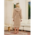 thumbnail image 3 of U2SKIIN Womens Hooded Fleece Robes, Soft Long Bathrobe Fluffy Warm Loungewear,(Brown Mel.L-XL), 3 of 5