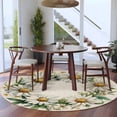 thumbnail image 3 of Round Area Rug 5ft Daisy Floral Wreath Circle Kitchen Mats Non-Slip Vintage Leaves Flower Washable Round Carpet for Kitchen Living Room Bedroom Home Decor, 3 of 7