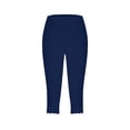 thumbnail image 6 of Capri Pants for Women, Xunlbb 2PCWomen's Summer High Waisted Solid Color Capris Matching Slim Fitting Yoga Gym Pants(Navy,S), 6 of 7