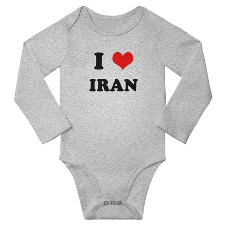 

I Heart Iran Love Iran Cute Baby Long Jumpsuits Newborn Clothes (Gray 6-12 Months)