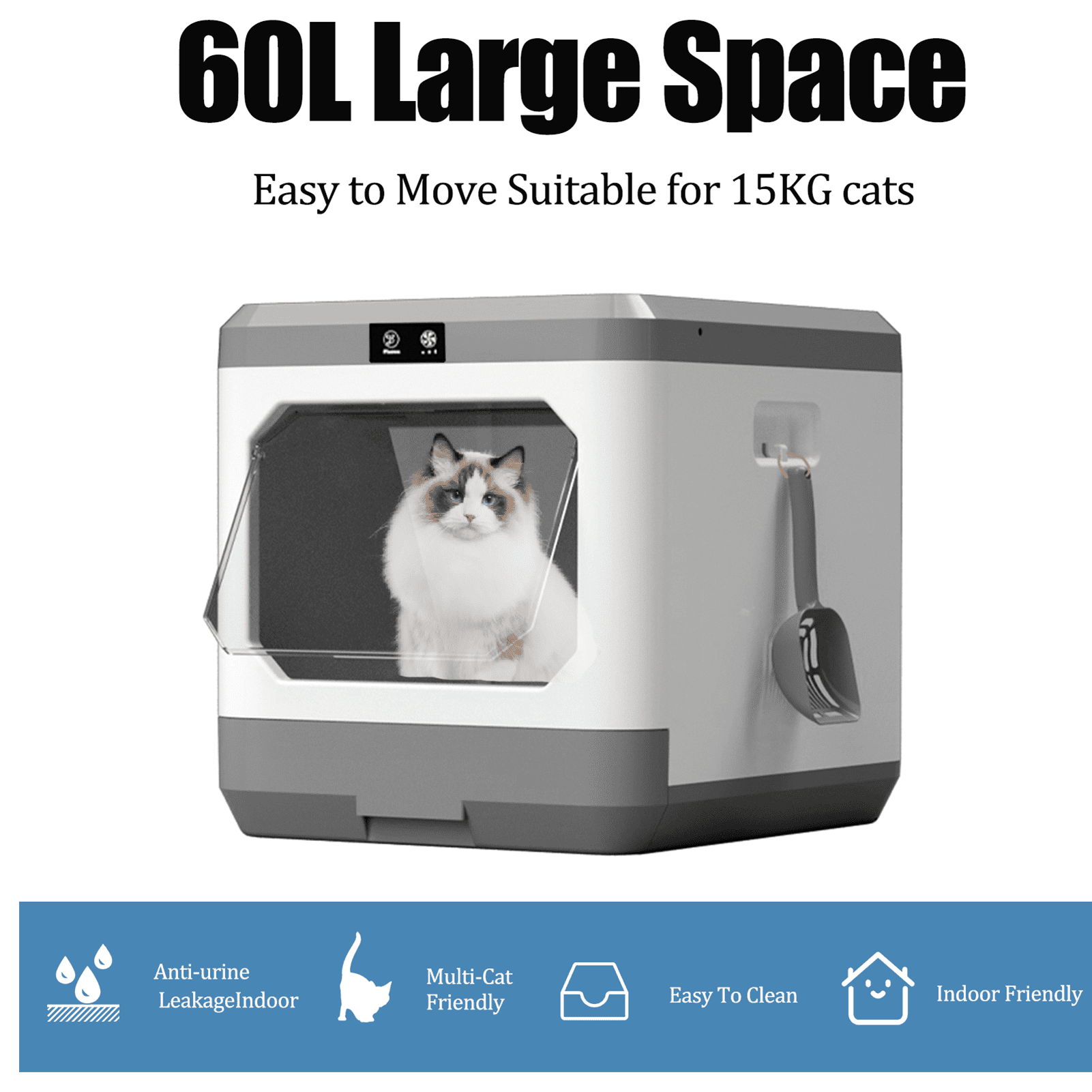 Arcwares Litter Box, Large Cat Litter Box Enclosure Furniture, Odor Removal, Enclosed Cat Pottywith Cat Litter Scoop, Drawer Type Cat Litter Pan Easy Cleaning And Scoop.