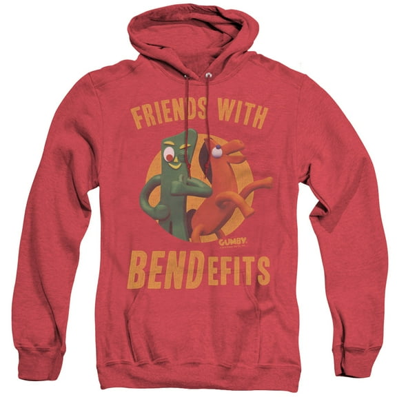 Gumby Bendefits Adult Heather Hoodie Sweatshirt Red