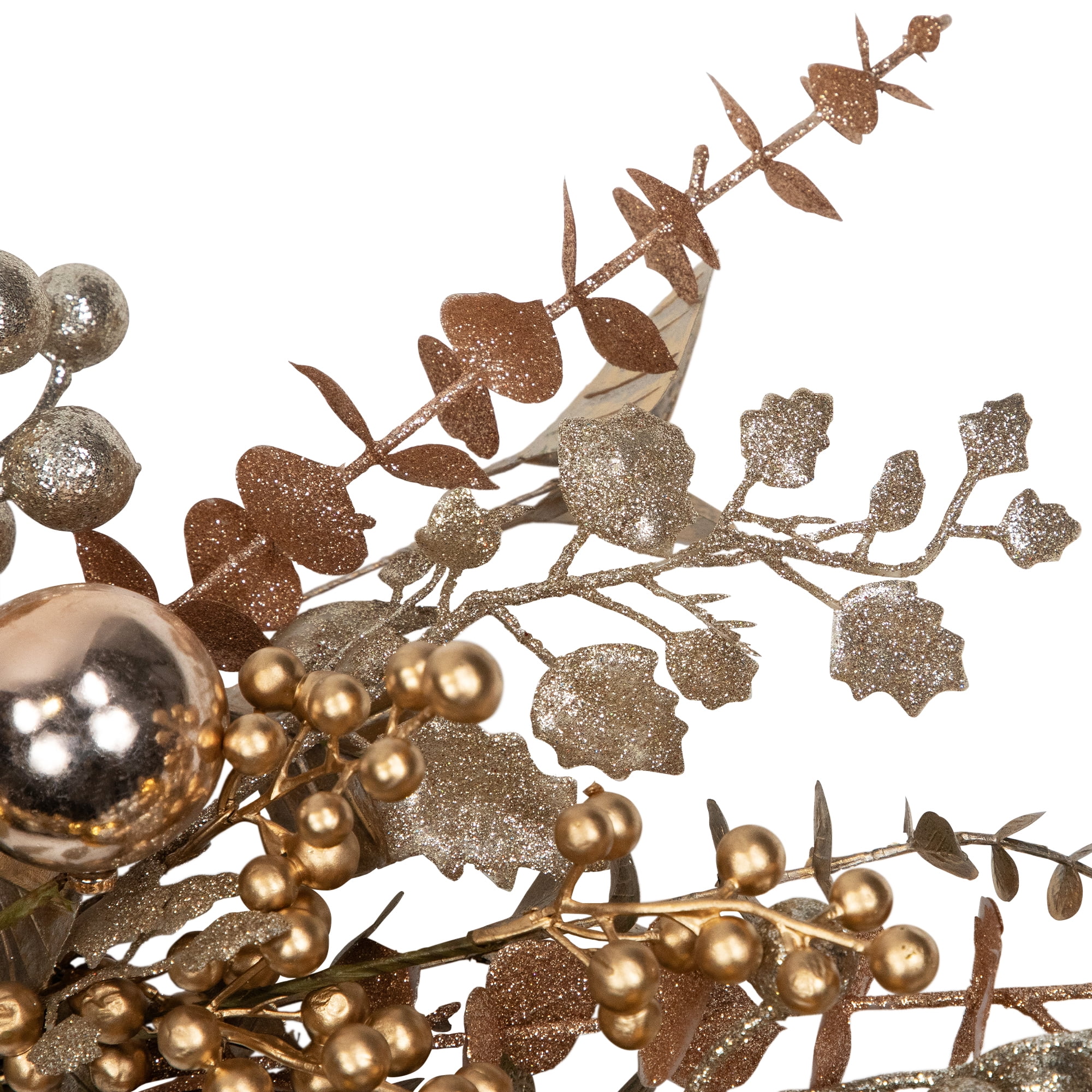 Ornaments Holly and Berries Artificial Christmas Wreath - 30" - Gold and Copper Tone