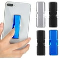 thumbnail image 1 of 4 Pieces Finger Strap Phone Holder Elastic Finger Holder Cell Phone Grip Holder Finger Strap with Stand for Smartphones, Small Tablets (Black+Silver+Blue), 1 of 7