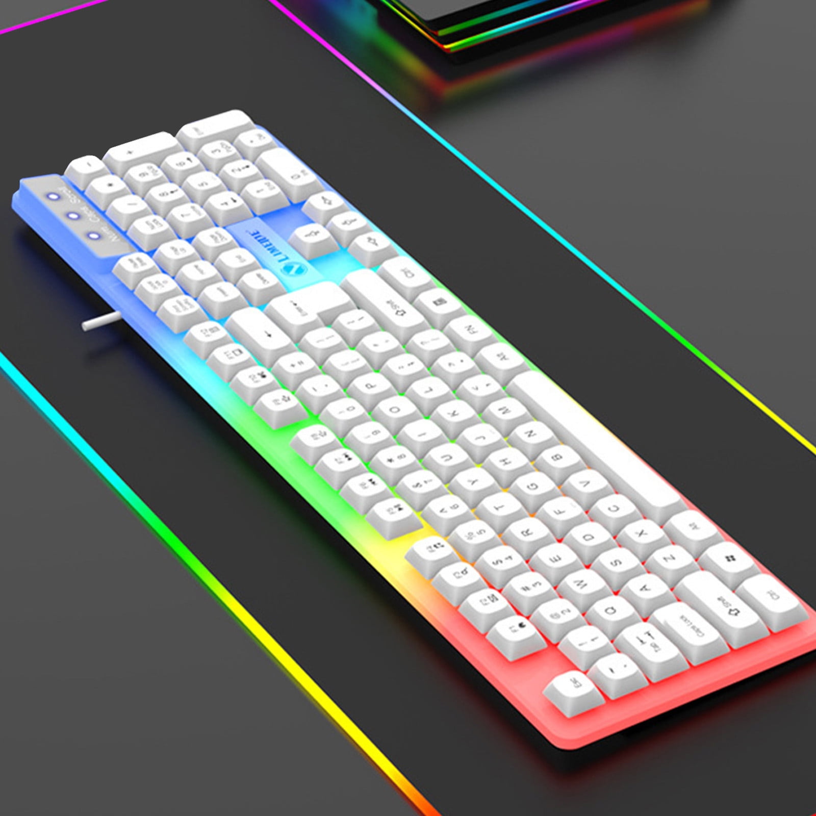 SPOORYYO Illuminated Keyboard Floating Keys - High-Value Mechanical Feel Gaming Keyboard with Spherical Fingerprint Keycaps and Multimedia Shortcuts