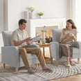 thumbnail image 3 of Upholstered Faux leather Accent Chairt, Lounge Seat Armchair with Removable Pillow and Sturdy Wood Legs, Khaki, Set of 1, 3 of 9