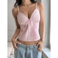 thumbnail image 5 of Women Y2k Babydoll Top Lace Ruffle V Neck Spaghetti Strap Peplum Tank Tops Pink S, 5 of 9