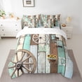 thumbnail image 2 of Feelyou Wooden Lake House Bedding Comforter Set 7pcs, Vintage Old Barn Door Queen Bedding Sets, Rustic Lodge Cabin Reversible Queen Sheet Sets, Breathable Home Decor, 2 of 8