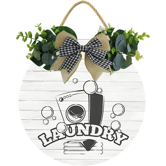 Eveokoki 12" Laundry Room Hanging Sign Decorative Wood Sign Home Decor Wood Door Sign Plaque,Laundry Sign For Laundry Room Décor, Laundry Signs Wall Art Decorationes