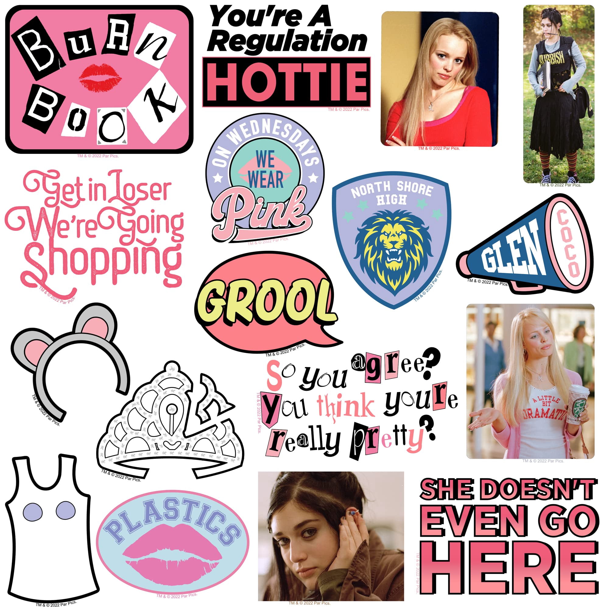 Mean Girls 200ct Vinyl Large Deluxe Stickers Variety Pack  Die Cut Decals for Laptop, Water Bottle, Scrapbooking, Tablet, Indoor/Outdoor