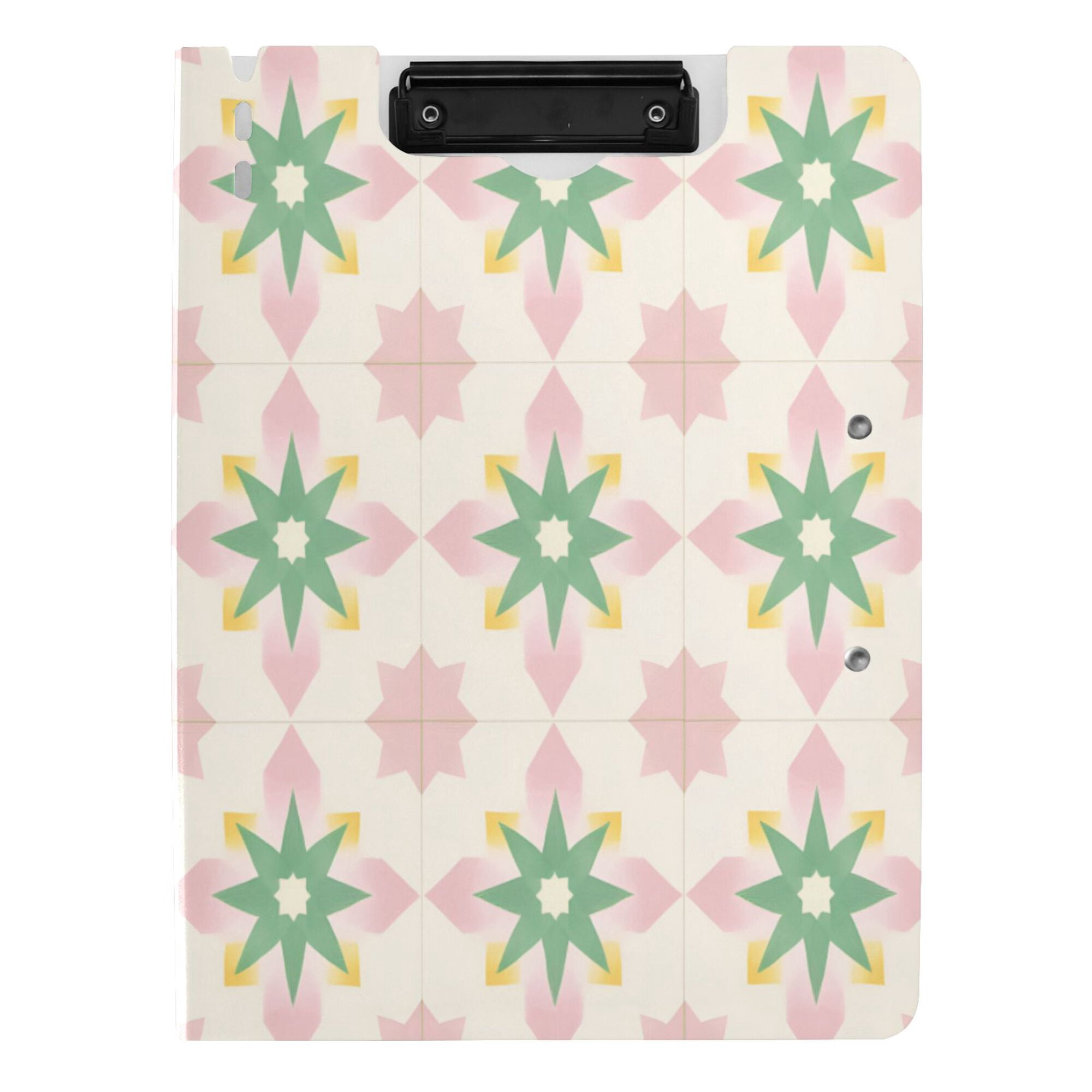FORMRS A4 Clipboard Folder with Pen Holder Horizontal Foldable School Office Binder, Retro Green Stars