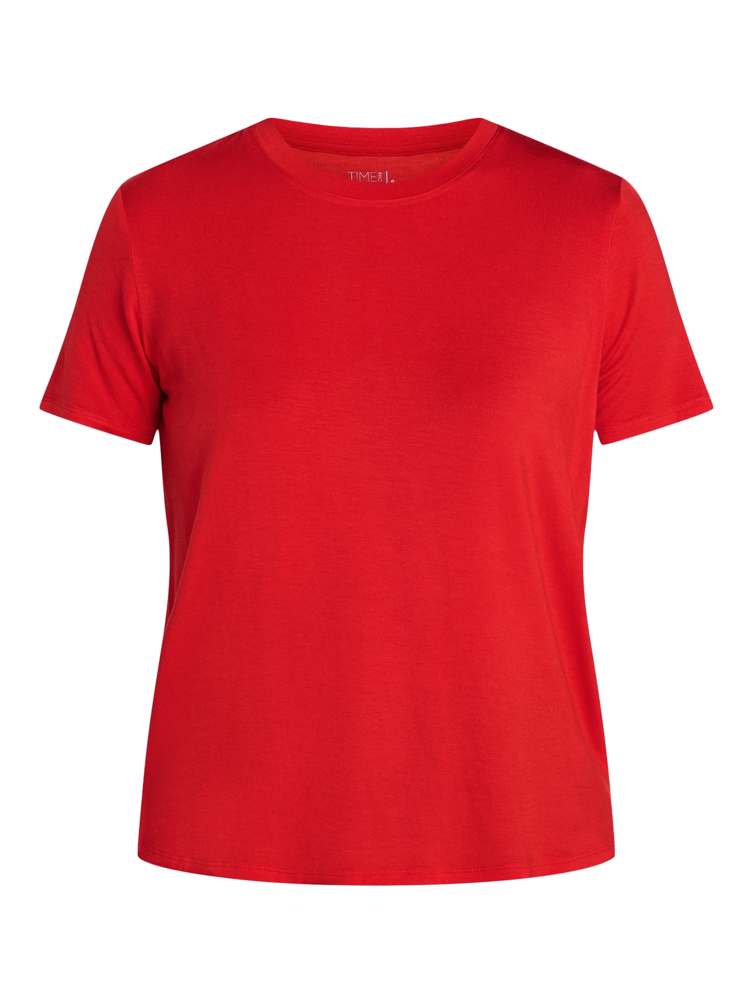 Time and Tru Women's Boxy Tee with Short Sleeves, Sizes XS-XXXL