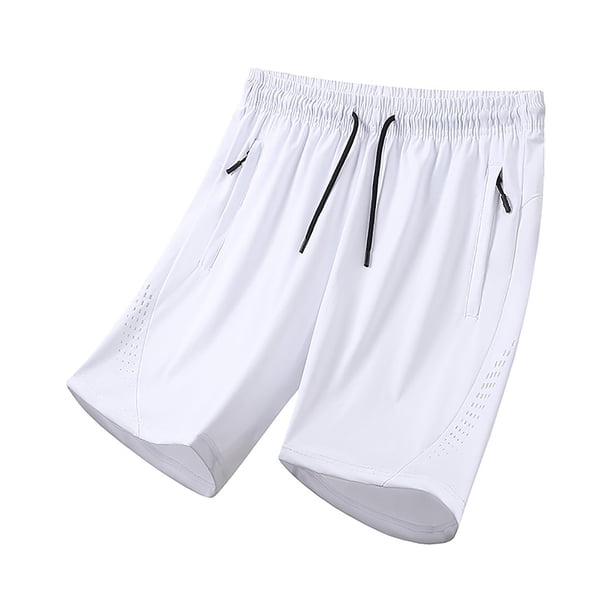 Pantalones cortos Ice Silk para hombre: ligeros, transpirables, bolsillos con cremallera, cintura elástica con cordón: deportivos/fitness, nailon spandex, tallas L-XXXXXL.