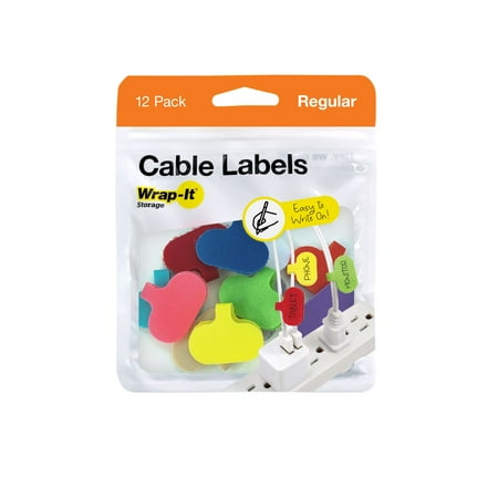 Wrap-It Storage - Cord Identification Labels (12-Pack) - Assorted Colors