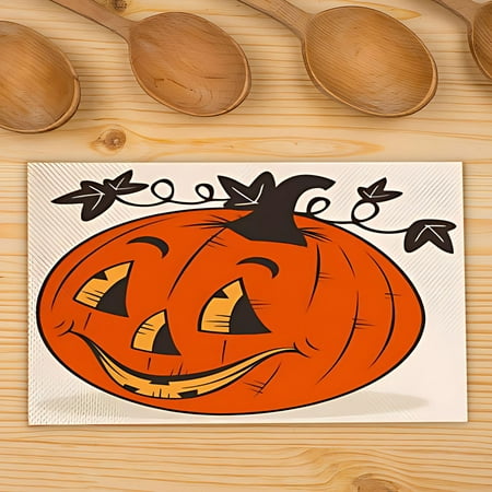 

NBHOME Halloween Decorations Halloween Witch Hat Pumpkin Pattern Linen Print Dinner Mat Dining Room Kitchen Insulation Decoration Cloth