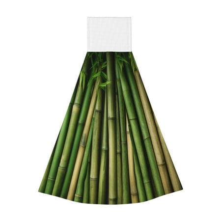 

Qekee Green Bamboo Fence1 Print Hanging Kitchen Towels Coral Velvet Wipe Hand Towel Absorbent Hand Towels Microfiber Tie Towel for Bathroom Kitchen Decor