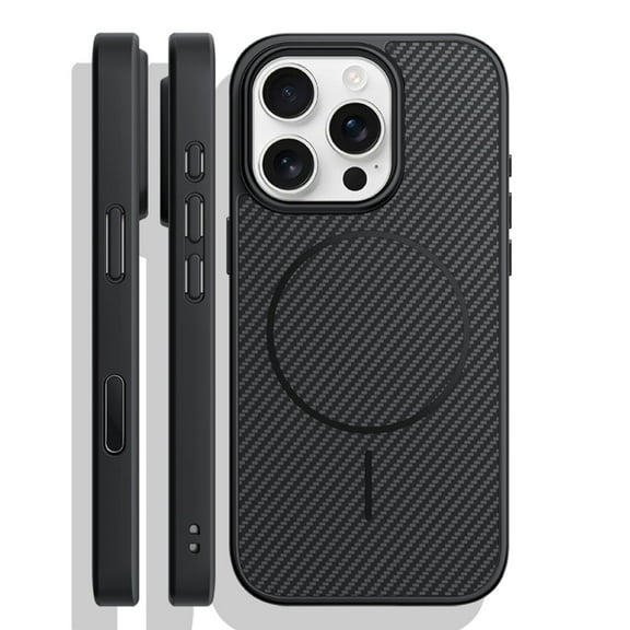 Dteck Case for iPhone 14 Pro, Magnetic Compatible with Magsafe Accessory Carbon Fiber Texture Support Wireless Charging Men Women Slim Hard Shockproof Protective Phone Cover,Black