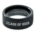 thumbnail image 2 of Tungsten Congrats Grad Class Of 2019 Engraved Band Ring 9mm Men Women Comfort Fit Black Flat Cut Brushed Polished, 2 of 4