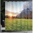 thumbnail image 4 of Ambesonne Rural Shower Curtain, Sunrise On Mountains Image, 69"Wx84"L, Multicolor, 4 of 5