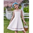 thumbnail image 5 of Arshiner Girls Elegant Dresses Sleeveless Round Neck A-line Party Dance Graduation Mesh Dress, 5 of 6