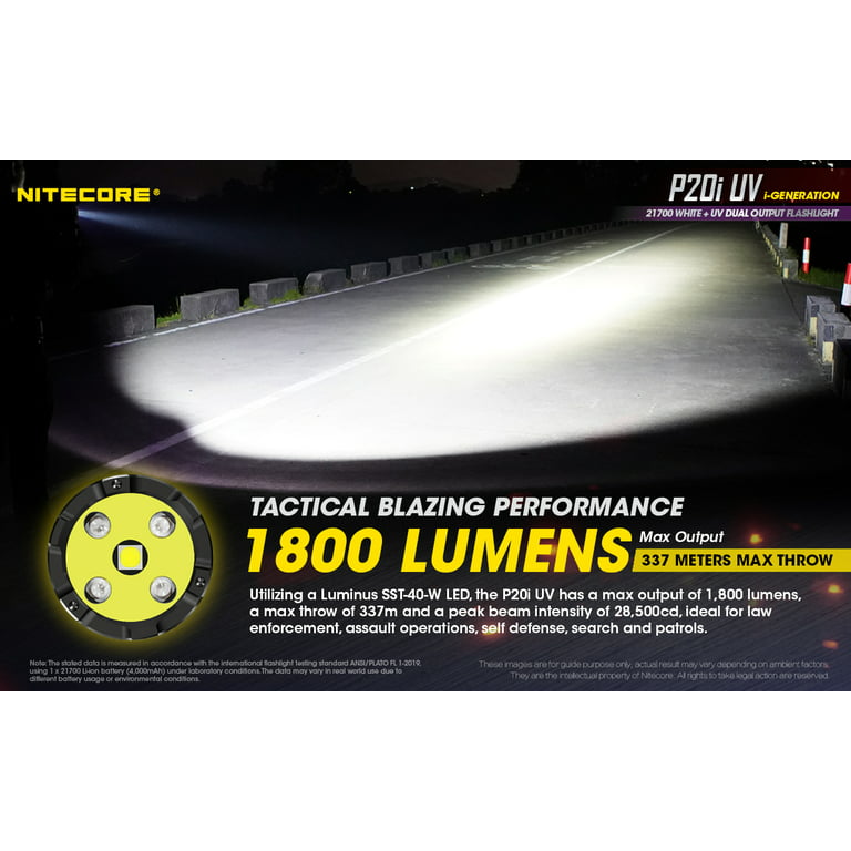 Nitecore P20i UV linterna con luz ultravioleta, 1800 lúmenes