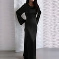 thumbnail image 6 of Maxi Dresses for Women Elegant Classy Fall Long Bell Sleeve Ruched Bodycon Fitted Cocktail Party Slit Dress Black XS, 6 of 7