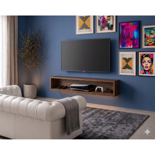 Repisa Flotante Rectangular Nicho Mdf Cafe Pared 120 Cm