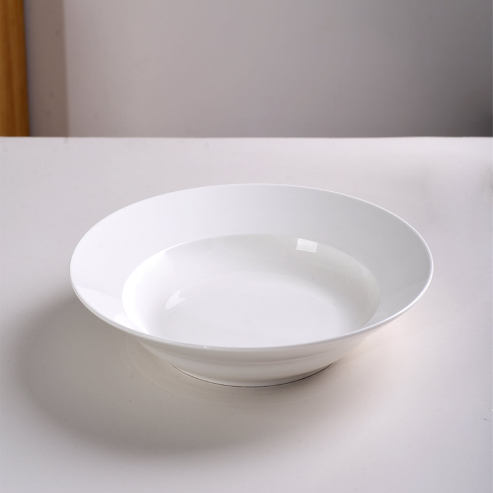 Hendoct 6-Piece 9-Inch Pure White Ceramic Soup Plates, 21oz Deep Round Dinner Plates, Microwave & Dishwasher Safe