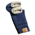 thumbnail image 2 of Men's Lined Jeans Heavyweight Winter Warm Denim Pants Stretch Slim Fit Pants Outdoor Velvet Straight Leg Pants, 2 of 5