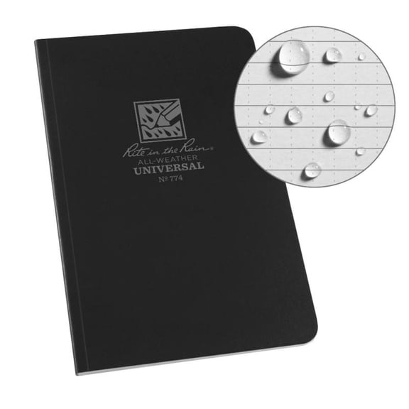 Rite in the Rain Pocket Book,64 Sheets,Black Cover,32lb 774