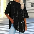thumbnail image 7 of Womens Oversized Graphic Tees Plus Size Drop Shoulder Summer T-Shirts Baggy Short Sleeve Casual Pullover Black, XL, 7 of 7