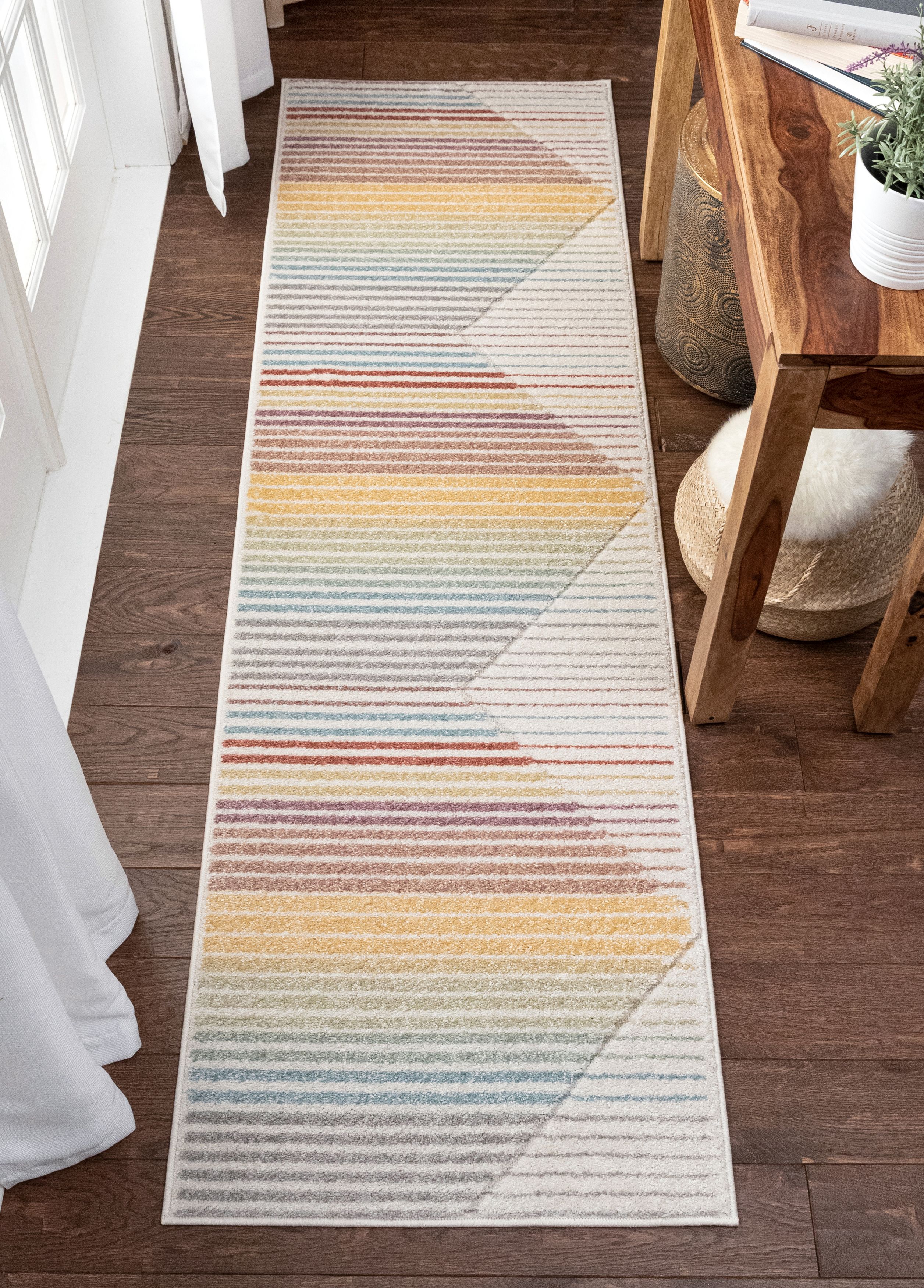 Well Woven Onwa Soft Pastel Multi Color Chevron Triangle Stripes