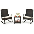 thumbnail image 2 of Costway 3 Piece Patio Rocking Set Wicker Rocking Chairs with 2-Tier Coffee Table Off White, 2 of 9
