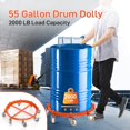 thumbnail image 4 of 55 Gallon Drum and Barrel Dolly, 2000 LBS Capacity Dolly with 8 Caster Wheels, Trash Can Dolly Non-Tipping Hand, Orange Steel Frame Dolly, 4 of 7