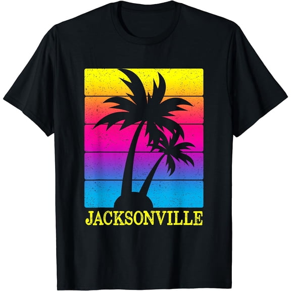 Jacksonville Florida Retro Vintage Palm Tree Vacation Trip T-Shirt