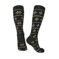thumbnail image 4 of Fotbe Mardi Gras Fleur de Lis print Women's Men's Novelty Crew Socks Cotton Socks Knee High Socks for Walking,Running,Nurses,Pregnancy, 4 of 9