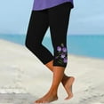thumbnail image 5 of Women's Casual Pants Women'S Fashion Casual Floral Print High Waist Elastic Capri Pants Leggings,Black Women's Casual Pants M, 5 of 7
