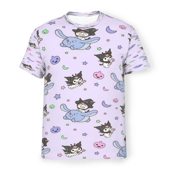 Sanrio Kuromi Cartoon Men's Printed Milk Silk Short Sleeve T-Shirt