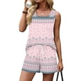 thumbnail image 5 of Sewkxo Two Piece Sets for Women Summer Lounge Short Sets Tank Square Neck Sleeveless Sweat Suit With Pockets,Pink S, 5 of 8