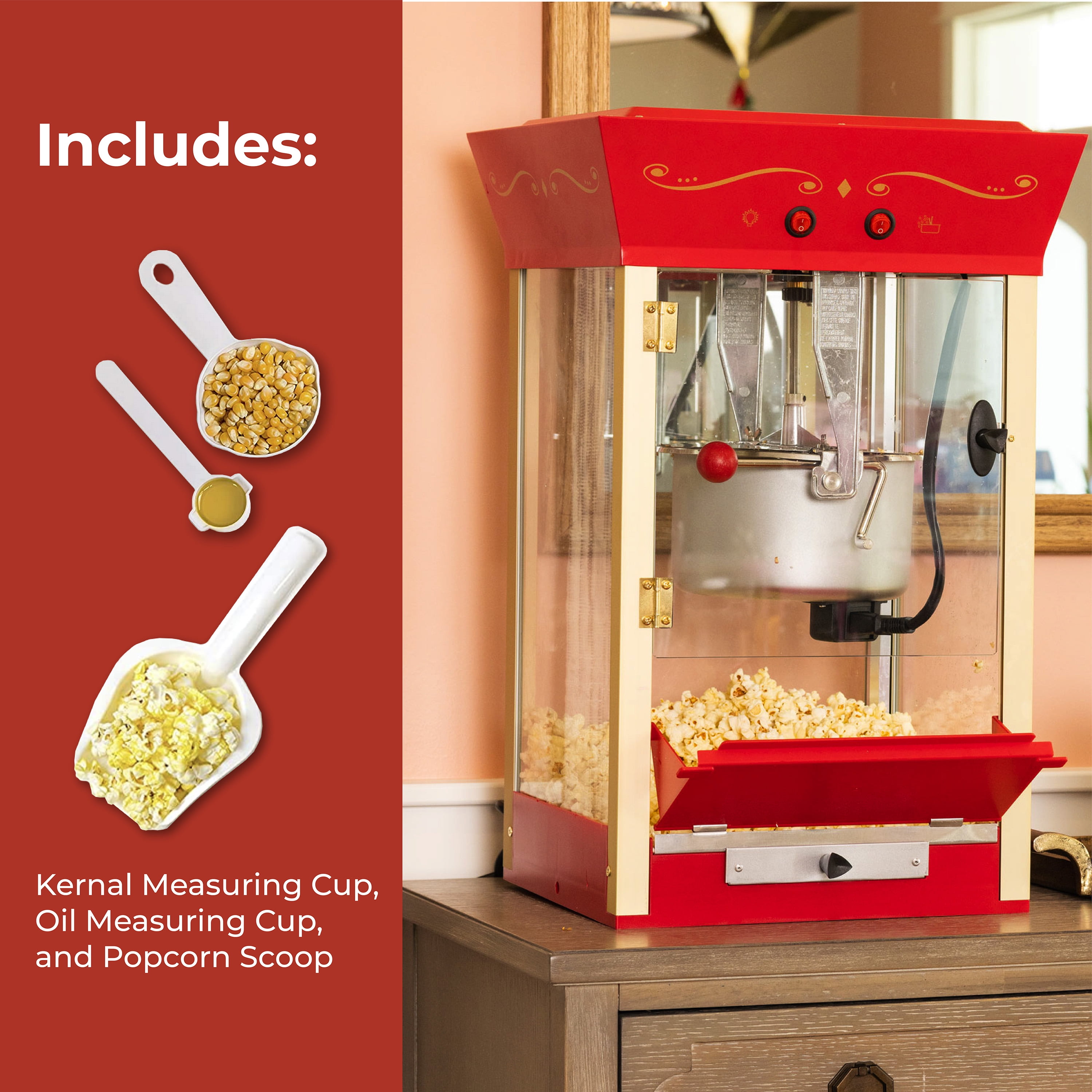 Nostalgia 10 oz Professional Popcorn and Concession Cart, 59 in Tall, Red,  CCP610 