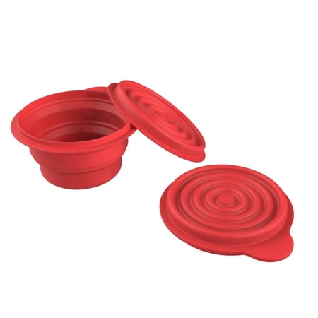 Collapsible Bowls with Lids- BPA Free Silicone, Reusable Hot or Cold Food Bowl for Camping, Travel, Hiking, More by Wakeman Outdoors (2 Pack, (Best Brands Collapsible Silicone Bowl)