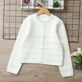 thumbnail image 2 of IVEYRTF Kids Knitted Cardigan Long Sleeve Sweater Warm Outerwear for Children Boys Girls Cozy Soft Comfortable Fall Winter Casual Everyday Wear Playground Holiday(White,9 Years), 2 of 9