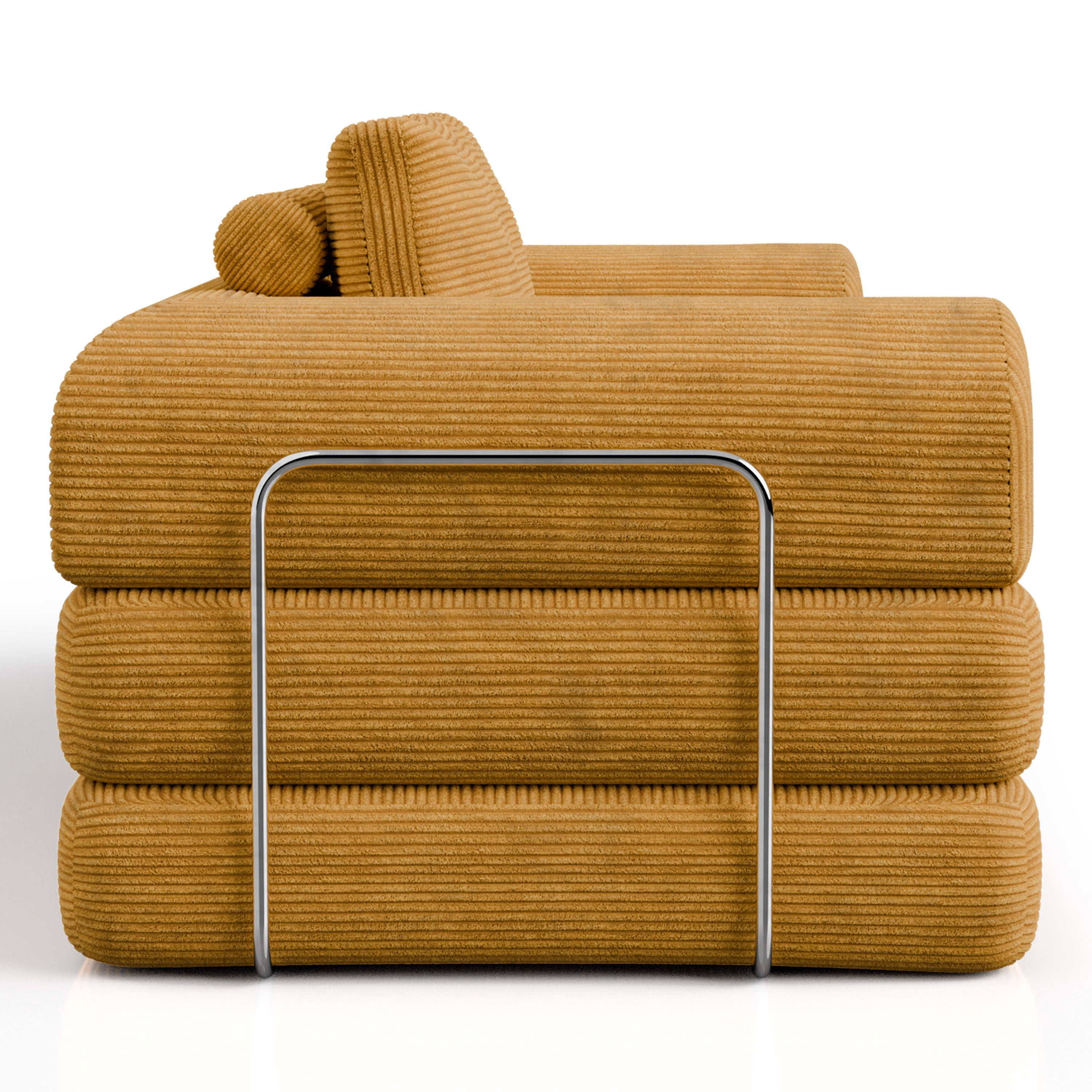 Furniture of America Everett Modern Chenille Multifunctional Compressed Sofa, Yellow Ginger