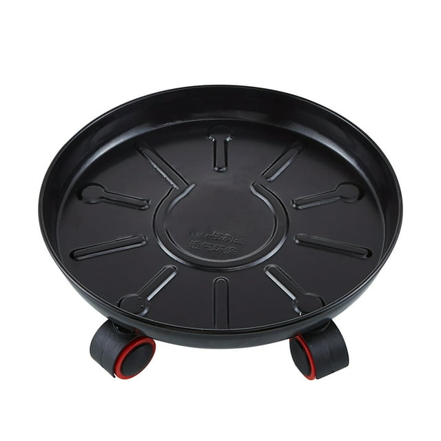 Pot d'Eau pour Plantes, Base à Roue Universelle en Métal Fer, Coussinet Circulaire Épaissi avec Bac de Récupération d'Eau, Pot de Fleurs en Métal Fer Mobile avec Plateau à Roulettes