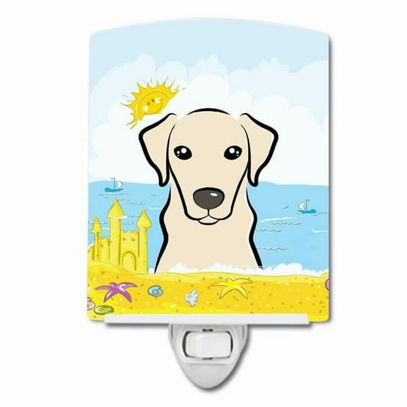 Caroline's Treasures BB2090CNL Yellow Labrador Summer Beach Ceramic Night Light, 6x4x3", multicolor