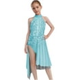 thumbnail image 1 of Yhong Robe de Danse Lyrique Florale pour Filles Enfants Justaucorps de Gym Sans Manches Contemporain Bleu Clair 14, 1 of 5
