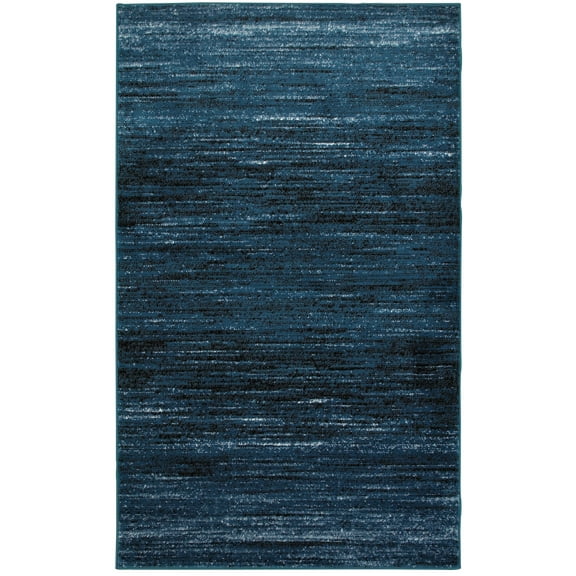 LR Home Aura 5'2" x 7'2" Navy Blue/Black Abstract Performance Adult Indoor Area Rug