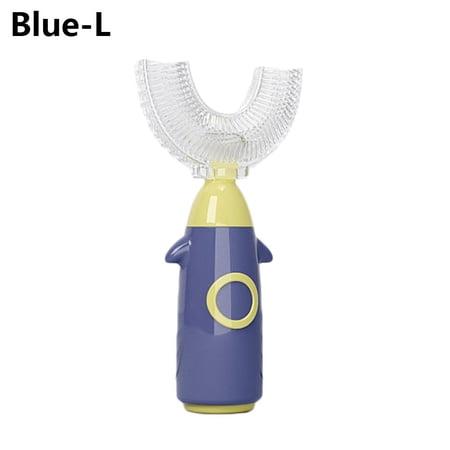 1-12years Children's Gifts Kids Favors Soft Silicone U-Shape Toothbrush Teeth Whitening Cleaning Tool Tooth Brushing BLUE L