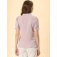 thumbnail image 5 of Blusa de trabajo Allegra K con cuello redondo y mangas cortas Tapeta de medio botón volantes Rosa L, 5 of 6
